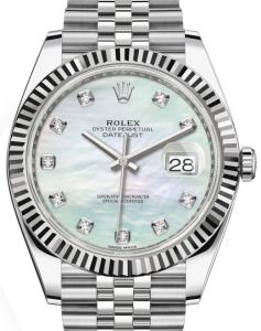 Rolex Datejust 41 White Gold/Steel White Mother of Pearl Diamond Dial Fluted Bezel Jubilee Bracelet 126334 - BRAND NEW