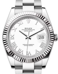 Rolex Datejust 41 White Gold/Steel White Roman Dial Fluted Bezel Oyster Bracelet 126334 - BRAND NEW