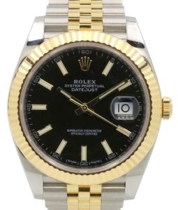 Rolex Datejust 41 Yellow Gold/Steel Black Index Dial Fluted Bezel Jubilee Bracelet 126333 - PRE-OWNED 