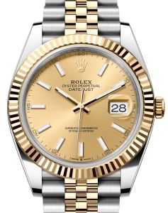 Rolex Datejust 41 Yellow Gold/Steel Champagne Index Dial Fluted Bezel Jubilee Bracelet 126333 - BRAND NEW