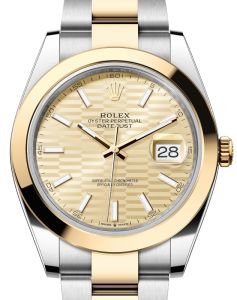 Rolex Datejust 41 Yellow Gold/Steel Golden Fluted Motif Index Dial Smooth Bezel Oyster Bracelet 126303 - BRAND NEW