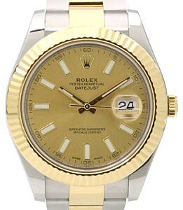 Rolex Datejust II Yellow Gold/Steel Champagne Dial Fluted Yellow Gold Bezel Oyster Bracelet 116333 - PRE-OWNED