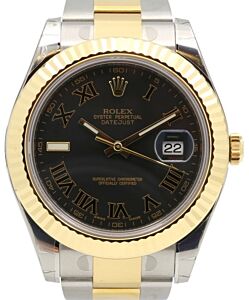 Rolex Datejust II 116333 Black Roman Index 9 41mm Yellow Gold Stainless Steel - BRAND NEW