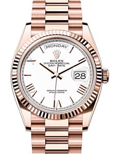 Rolex Day-Date 36 President Rose Gold White Roman Dial 128235