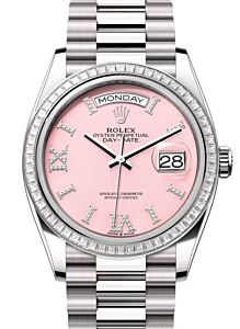Rolex Day-Date 36 President White Gold Pink Opal Diamond Dial & Bezel 128399TBR