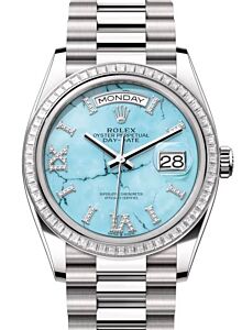 Rolex Day-Date 36 President White Gold Turquoise "Tiffany" Diamond Dial & Bezel 128399TBR