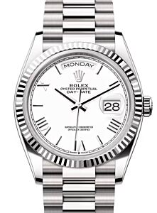 Rolex Day-Date 36 President White Gold White Roman Dial 128239