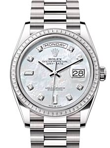 Rolex Day-Date 36 President White Gold White Mother of Pearl Diamond Dial & Bezel 128399TBR