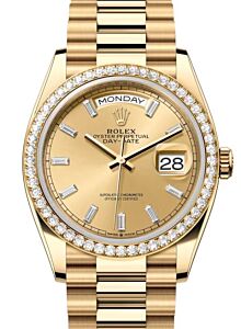 Rolex Day-Date 36 President Yellow Gold Champagne Baguette Diamond Dial & Bezel 128348RBR