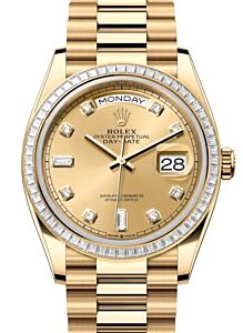 Rolex Day-Date 36 President Yellow Gold Champagne Diamond Dial & Bezel 128398TBR