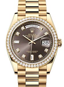 Rolex Day-Date 36 President Yellow Gold Dark Grey Diamond Dial & Bezel 128348RBR