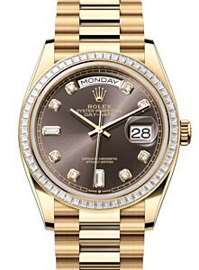 Rolex Day-Date 36 President Yellow Gold Dark Grey Diamond Dial & Bezel 128398TBR