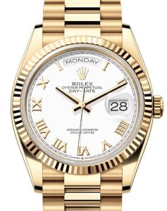 Rolex Day-Date 36 President Yellow Gold White Roman Dial 128238 - BRAND NEW