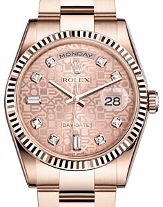 Rolex Day-Date 36 Rose Gold Pink Jubilee Diamond Dial & Fluted Bezel Oyster Bracelet 118235 - BRAND NEW