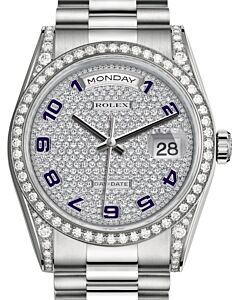 Rolex Day-Date 36 White Gold Diamond Paved Arabic Dial & Diamond Set Case & Bezel President Bracelet 118389 - BRAND NEW