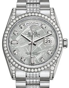 Rolex Day-Date 36 White Gold Meteorite Diamond Dial & Diamond Set Case & Bezel Diamond Set President Bracelet 118389 - BRAND NEW