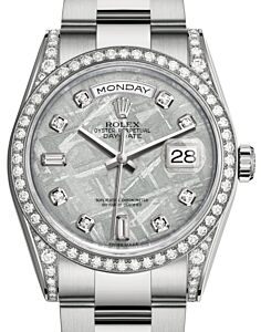 Rolex Day-Date 36 White Gold Meteorite Diamond Dial & Diamond Set Case & Bezel Oyster Bracelet 118389 - BRAND NEW
