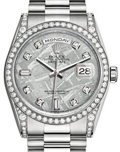Rolex Day-Date 36 White Gold Meteorite Diamond Dial & Diamond Set Case & Bezel President Bracelet 118389 - BRAND NEW