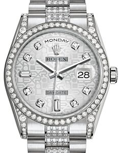 Rolex Day-Date 36 White Gold Silver Jubilee Diamond Dial & Diamond Set Case & Bezel Diamond Set President Bracelet 118389 - BRAND NEW