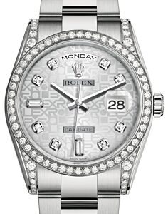 Rolex Day-Date 36 White Gold Silver Jubilee Diamond Dial & Diamond Set Case & Bezel Oyster Bracelet 118389 - BRAND NEW