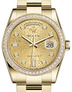 Rolex Day-Date 36 Yellow Gold Champagne Jubilee Diamond Dial & Diamond Bezel Oyster Bracelet 118348 - BRAND NEW
