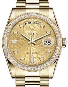 Rolex Day-Date 36 Yellow Gold Champagne Jubilee Diamond Dial & Diamond Bezel President Bracelet 118348 - BRAND NEW