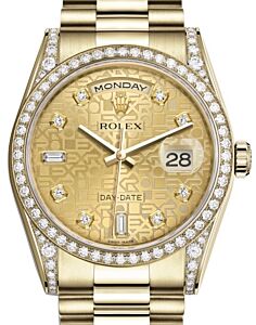 Rolex Day-Date 36 Yellow Gold Champagne Jubilee Diamond Dial & Diamond Set Case & Bezel President Bracelet 118388 - BRAND NEW