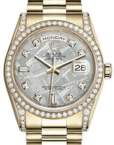 Rolex Day-Date 36 Yellow Gold Meteorite Diamond Dial & Diamond Set Case & Bezel President Bracelet 118388 - BRAND NEW