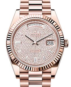 Rolex Day-Date 40 President Rose Gold Diamond Pave Dial 228235