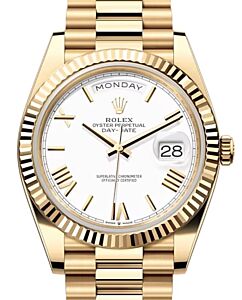 Rolex Day-Date 40 President Yellow Gold White Roman Dial 228238