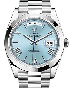 Rolex Day-Date 40 President Platinum Ice Blue Roman Dial 228206 - BRAND NEW