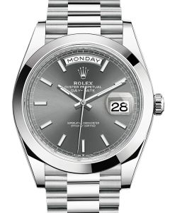 Rolex Day-Date 40 President Platinum Slate Index Dial 228206 - BRAND NEW