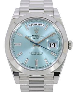 Rolex Day-Date 40 President Platinum Ice Blue Diamond Dial 228206 - BRAND NEW