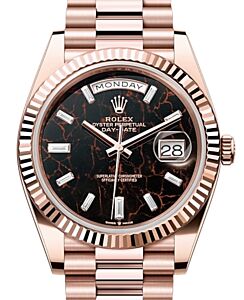 Rolex Day-Date 40 President Rose Gold Eisenkiesel Baguette Diamond Dial 228235