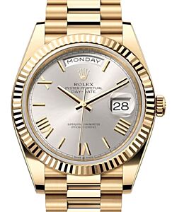 Rolex Day-Date 40 President Yellow Gold Silver Roman Dial 228238