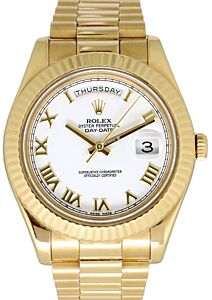Rolex Day-Date II President Yellow Gold 41mm White Roman Dial 218238 - PRE-OWNED