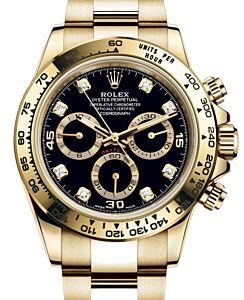 Rolex Daytona Yellow Gold Black Diamond Dial Oyster Bracelet 116508 - BRAND NEW