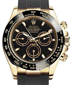 Rolex Daytona Yellow Gold Black Dial Oysterflex Rubber Bracelet 116518LN - BRAND NEW