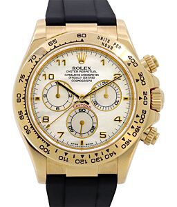 Rolex Daytona Yellow Gold White Mother of Pearl Arabic Rubber 116518