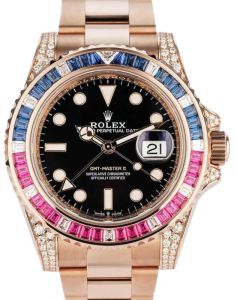 Rolex GMT-Master II Everose Rose Gold/Diamond 40mm Black Dial Sapphire Ruby Bezel Oyster Bracelet 126755SARU - BRAND NEW