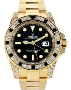 Rolex GMT-Master II Yellow Gold Black Dial Sapphire/Diamond Bezel & Bracelet 116758SANR
