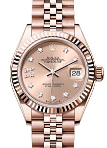 Rolex Lady Datejust 28 Rose Gold Rose Diamond IX Dial & Fluted Bezel Jubilee Bracelet 279175 - BRAND NEW