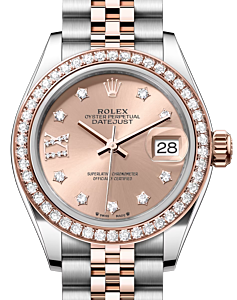 Rolex Lady Datejust 28 Rose Gold/Steel Rose Diamond IX Dial & Diamond Bezel Jubilee Bracelet 279381RBR - BRAND NEW