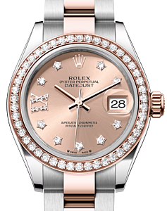 Rolex Lady Datejust 28 Rose Gold/Steel Rose Diamond IX Dial & Diamond Bezel Oyster Bracelet 279381RBR - BRAND NEW
