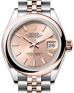 Rolex Lady Datejust 28 Rose Gold/Steel Rose Index Dial & Smooth Domed Bezel Jubilee Bracelet 279161 - BRAND NEW