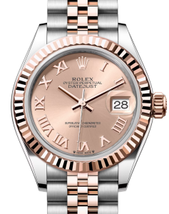 Rolex Lady Datejust 28 Rose Gold/Steel Rose Roman Dial & Fluted Bezel Jubilee Bracelet 279171 - BRAND NEW