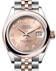 Rolex Lady Datejust 28 Rose Gold/Steel Rose Roman Dial & Smooth Domed Bezel Jubilee Bracelet 279161 - BRAND NEW