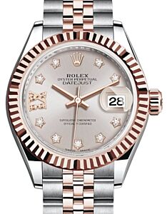 Rolex Lady Datejust 28 Rose Gold/Steel Sundust Diamond IX Dial & Fluted Bezel Jubilee Bracelet 279171 - BRAND NEW