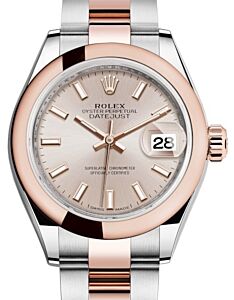 Rolex Lady Datejust 28 Rose Gold/Steel Sundust Index Dial & Smooth Domed Bezel Oyster Bracelet 279161 - BRAND NEW