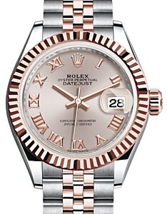 Rolex Lady Datejust 28 Rose Gold/Steel Sundust Roman Dial & Fluted Bezel Jubilee Bracelet 279171 - BRAND NEW